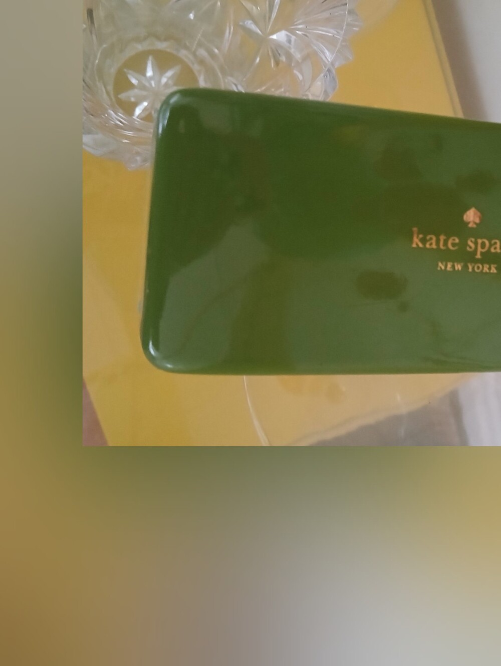 Kate Spade New York Glossy Eyeglass Hard Case Clam Shell Color Block Green Blue